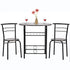 Dining Kitchen Table Dining Set Bar Breakfast Metal Frame 3 Piece Dining Room Table Set Table and Chair with 2 Chairs