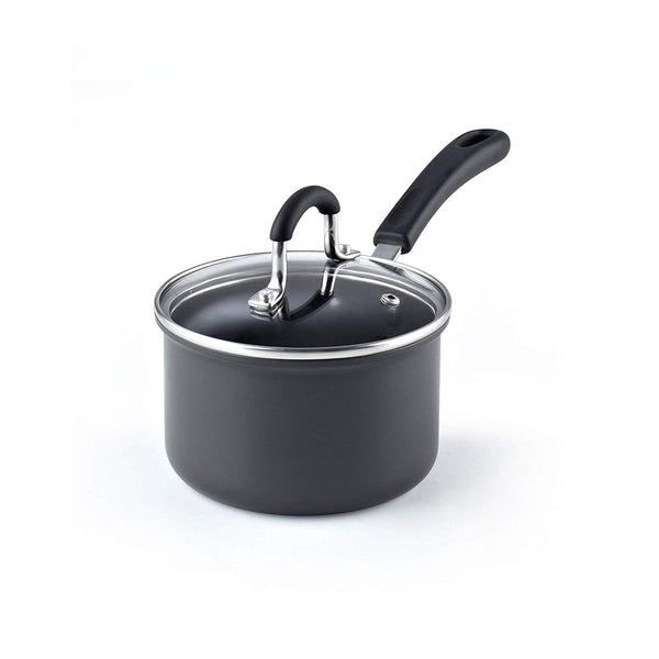 Cook N Home 2632 02632, Black 1.5QT/14CM Anodized Nonstick Saucepan, 1.5 Quarts