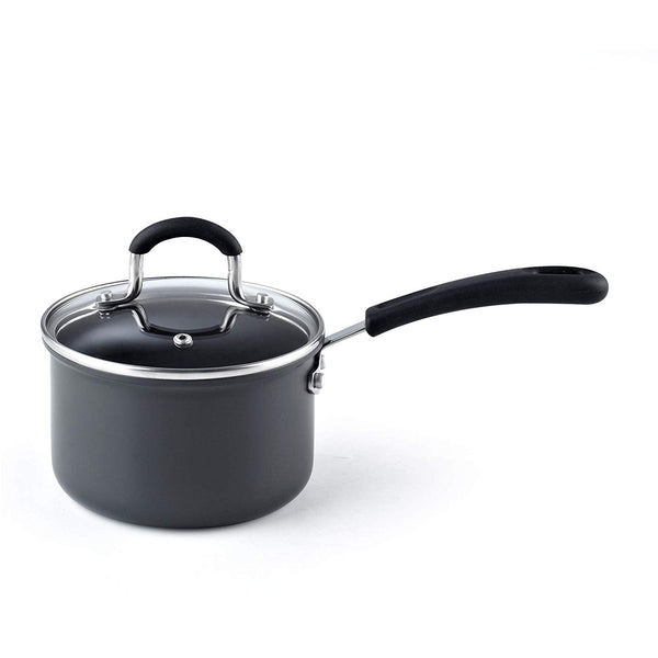 Cook N Home 2632 02632, Black 1.5QT/14CM Anodized Nonstick Saucepan, 1.5 Quarts