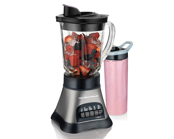 Hamilton Beach (58161) Blender with 40 oz Jar & 20 oz Single Serve Travel Jar, For Shakes & Smoothies, Bullet Blender