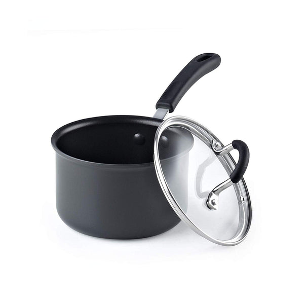 Cook N Home 2632 02632, Black 1.5QT/14CM Anodized Nonstick Saucepan, 1.5 Quarts