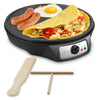 Nonstick 12-Inch Electric Crepe Maker - Aluminum Griddle Hot Plate Cooktop with Adjustable Temperature Control and LED Indicator Light, Includes Wooden Spatula and Batter Spreader - NutriChef