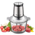 Electric Food Chopper, 8-Cup Food Processor by Homeleader, 2L BPA-Free Glass Bowl Blender Grinder for Meat, Vegetables, Fruits and Nuts, Fast & Slow 2-Speed, 4 Sharp Blades