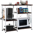 Yaheetech 35.5’’ Microwave Cart Kitchen Baker's Rack Microwave Oven Workstation Shelf Standing Spice Storage Cart 3-Tier+3-Tier Black Brown