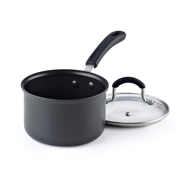 Cook N Home 2632 02632, Black 1.5QT/14CM Anodized Nonstick Saucepan, 1.5 Quarts