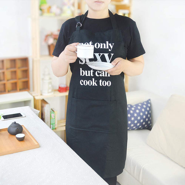 BJYHIYH Sexy Apron for Men and Women Cotton Canvas Chef Apron for Cooking, Baking, Grilling with Adjustable Neck Strap and Long Waist (Black)