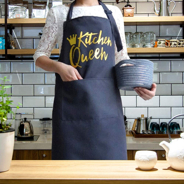 BJYHIYH Polyester Cotton Aprons with Pockets Baking Cooking Kitchen Apron for Women