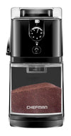 Chefman Coffee Grinder Electric Burr Mill Freshly 8oz Beans Large Hopper & 17 Grinding Options for 2-12 Cups, Easy One Touch Operation, Cleaning Brush Included, Black