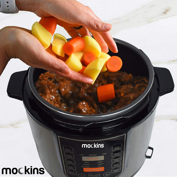 Mockins 6 Liter 8 in 1 Electric Pressure Cooker with 16 Functions Including Rice Cooker | Slow Cooker | Steamer | Yogurt Maker | and More