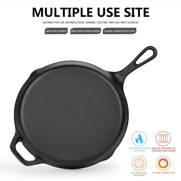 Kookantage Cast Iron Skillet Pre-Seasoned Cookware-6