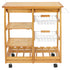 Nova Microdermabrasion Rolling Wood Kitchen Island Storage Trolley Utility Cart Rack w/Storage Drawers/Baskets Dining Stand w/Wheels Countertop (Wood)