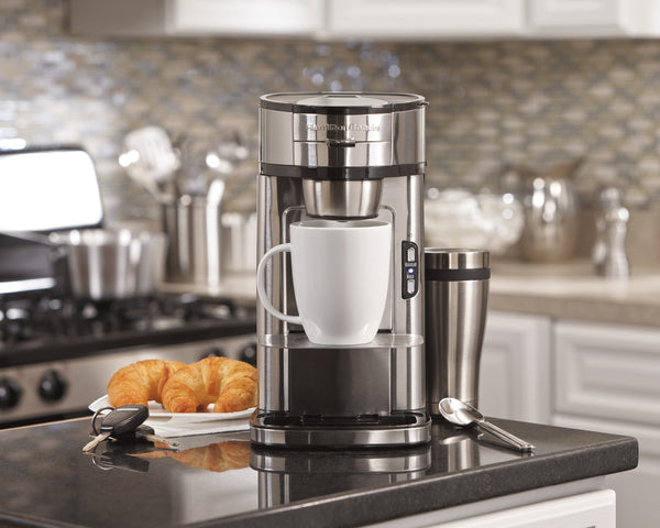 Hamilton Beach The Scoop Single Serve Coffee Maker, Fast Brewing, Stainless Steel