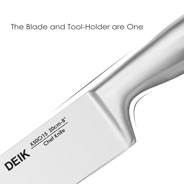 DEIK Knife Set High Carbon Stainless Steel Kitchen Knife Set 14 PCS, Super Sharp Cutlery Knife Set with Acrylic Stand and Serrated Steak Knives