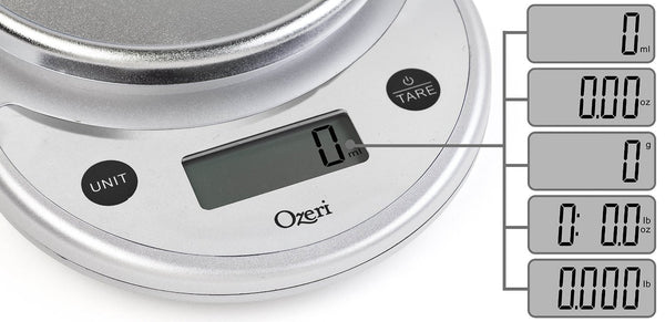 Ozeri ZK14-B Pronto Digital Multifunction Kitchen and Food Scale, Silver