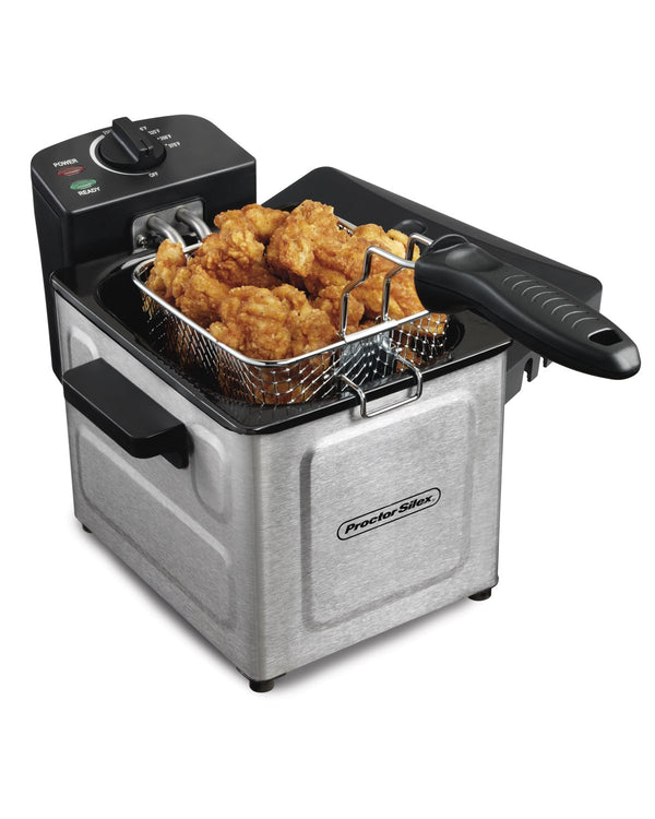 Proctor Silex (35041) Deep Fryer, With Basket, 1.5 Liter Oil Capacity, Electric, Professional Grade, Stainless Steel