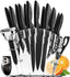 Home Hero Stainless Steel Knife Set with Block - 13 Kitchen Knives Set Chef Knife Set with Knife Sharpener, 6 Steak Knives, Bonus Peeler Scissors Cheese Pizza Knife and Acrylic Stand Best Cutlery Set