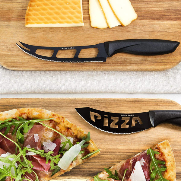 Home Hero Stainless Steel Knife Set with Block - 13 Kitchen Knives Set Chef Knife Set with Knife Sharpener, 6 Steak Knives, Bonus Peeler Scissors Cheese Pizza Knife and Acrylic Stand Best Cutlery Set