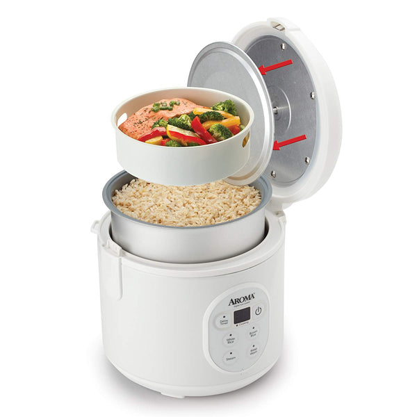 Aroma Housewares 8-Cup (Cooked) (4-Cup UNCOOKED) Digital Rice Cooker and Food Steamer