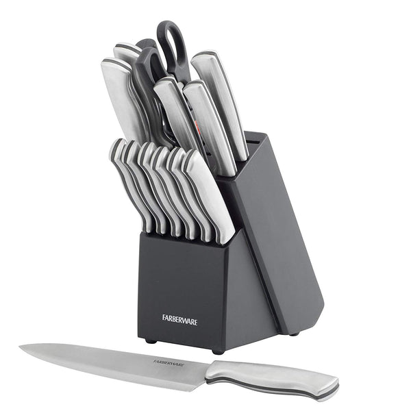 Farberware 15-Piece Stamped Stainless Steel Knife Block Set