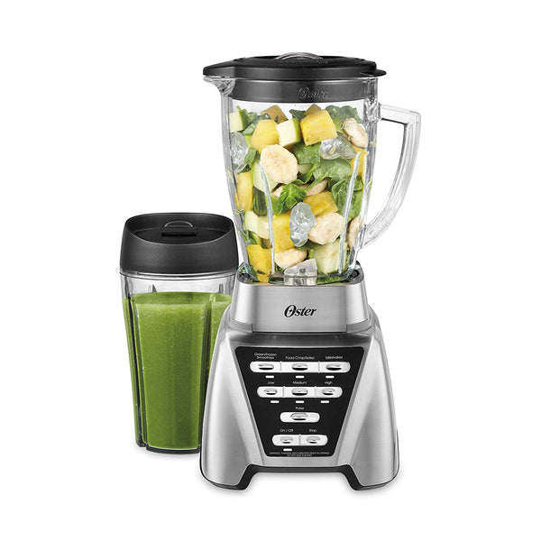 Oster Blender | Pro 1200 with Glass Jar, 24-Ounce Smoothie Cup, Brushed Nickel