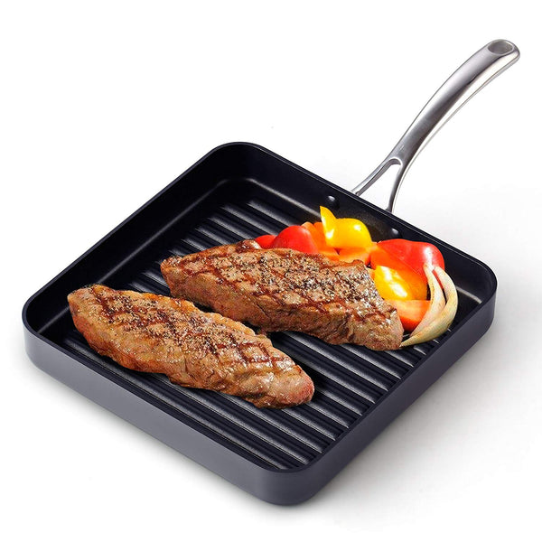 Cooks Standard Hard Anodized Nonstick Square Grill Pan, 11 x 11-Inch, Black