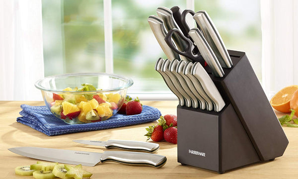 Farberware 15-Piece Stamped Stainless Steel Knife Block Set