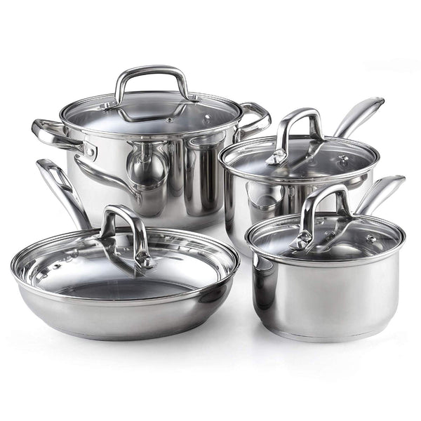 Cook N Home 02606 8-Piece Stainless Steel Cookware Set, Silver