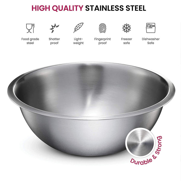 Premium Stainless Steel Mixing Bowls (Set of 6) Brushed Stainless Steel Mixing Bowl Set - Easy To Clean, Nesting Bowls for Space Saving Storage, Great for Cooking, Baking, Prepping