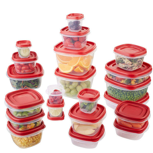 Rubbermaid Easy Find Lids Food Storage Containers, Racer Red, 42-Piece Set