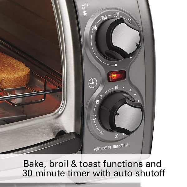 Hamilton Beach 31344D Easy Reach With Roll-Top Door Toaster Oven 4-Slice Silver