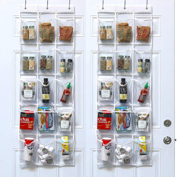 2 Pack - SimpleHouseware Crystal Clear Over The Door Hanging Pantry Organizer (52